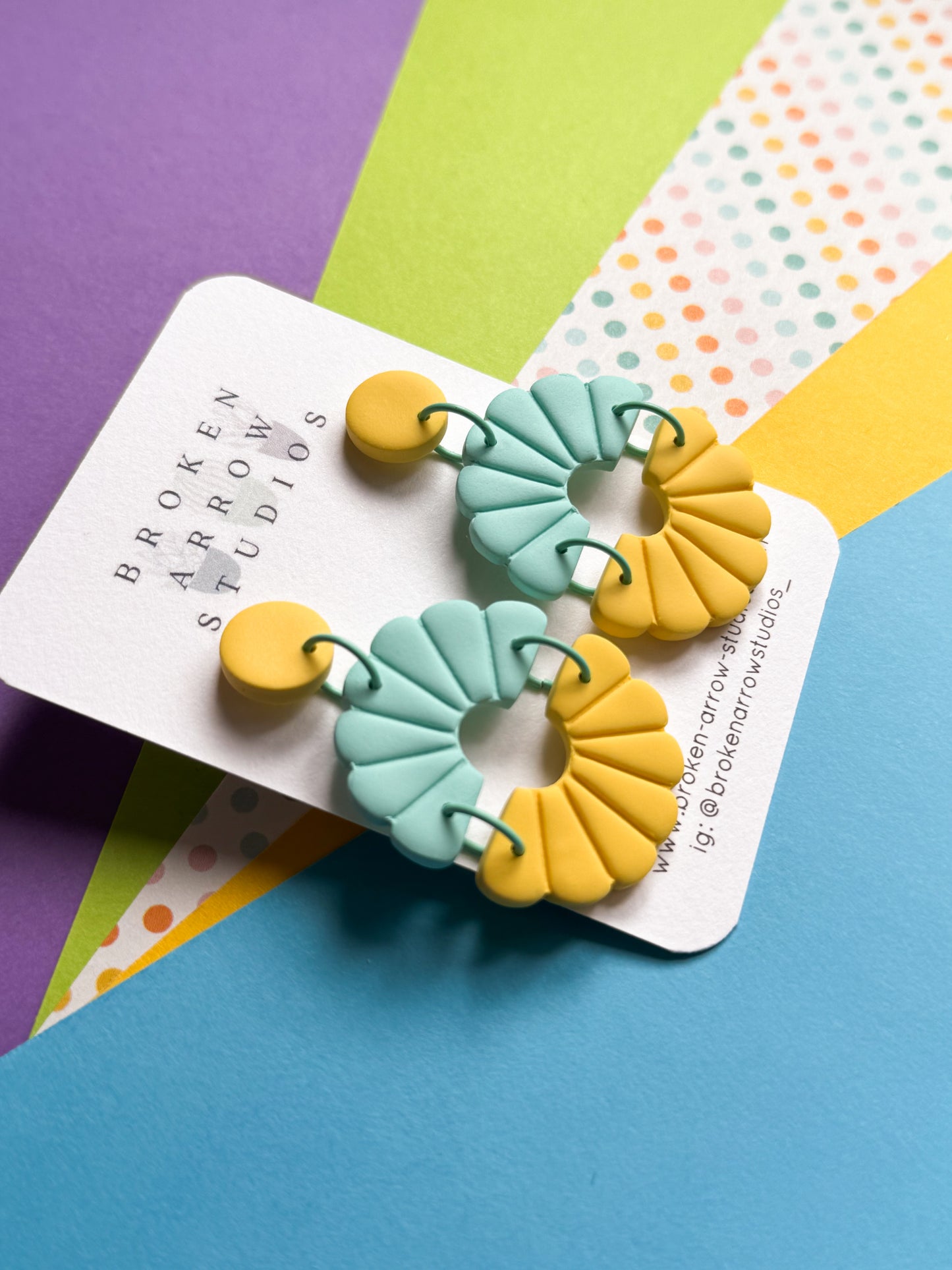 Mint and Yellow Full Flower Dangles
