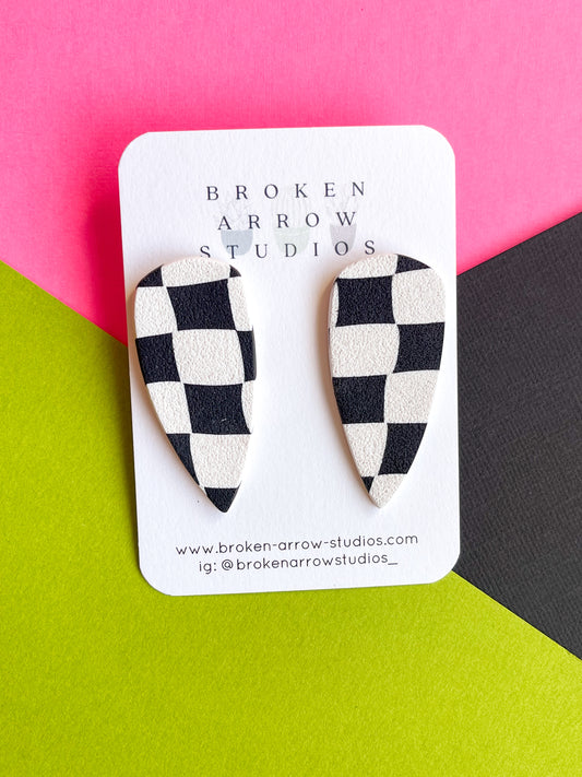 Funky Checkerboard Large Dagger Studs