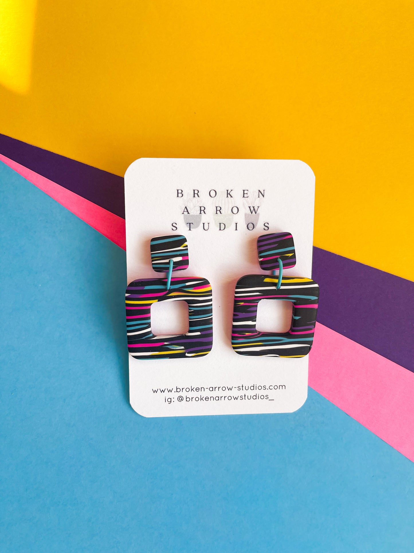 Bright Lights Stripe Square Dangles