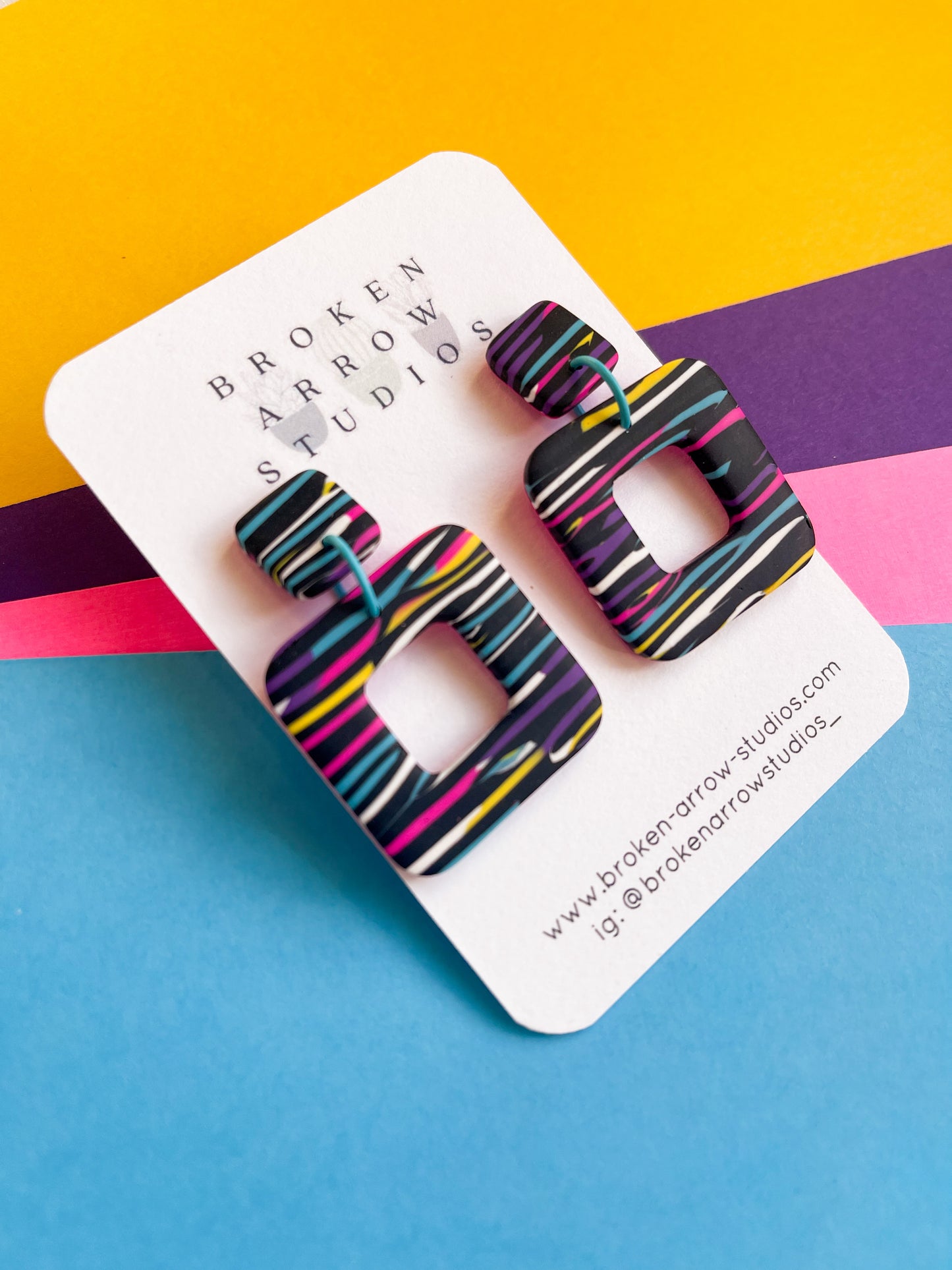 Bright Lights Stripe Square Dangles