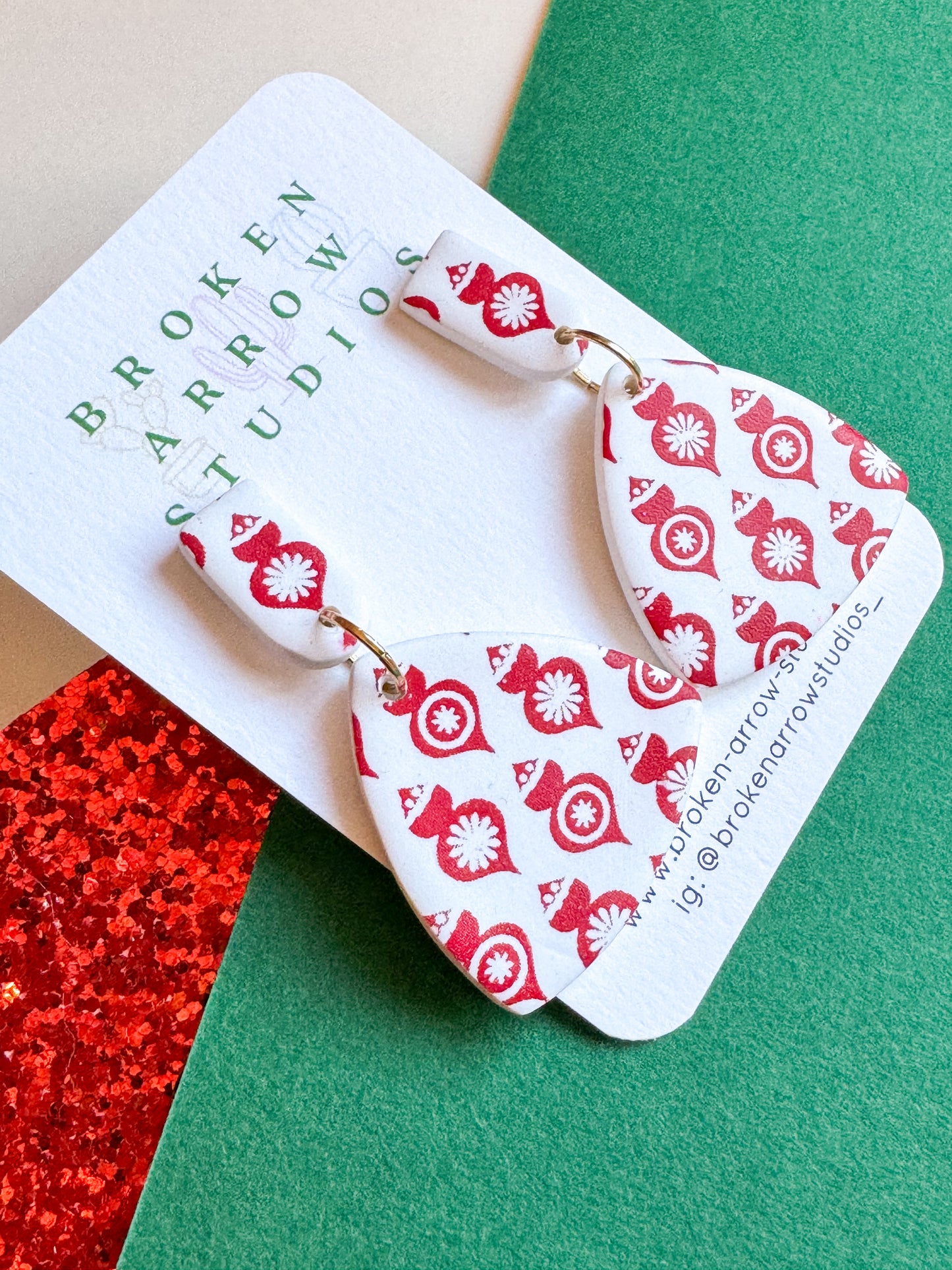 Red Ornament Triangle Dangles