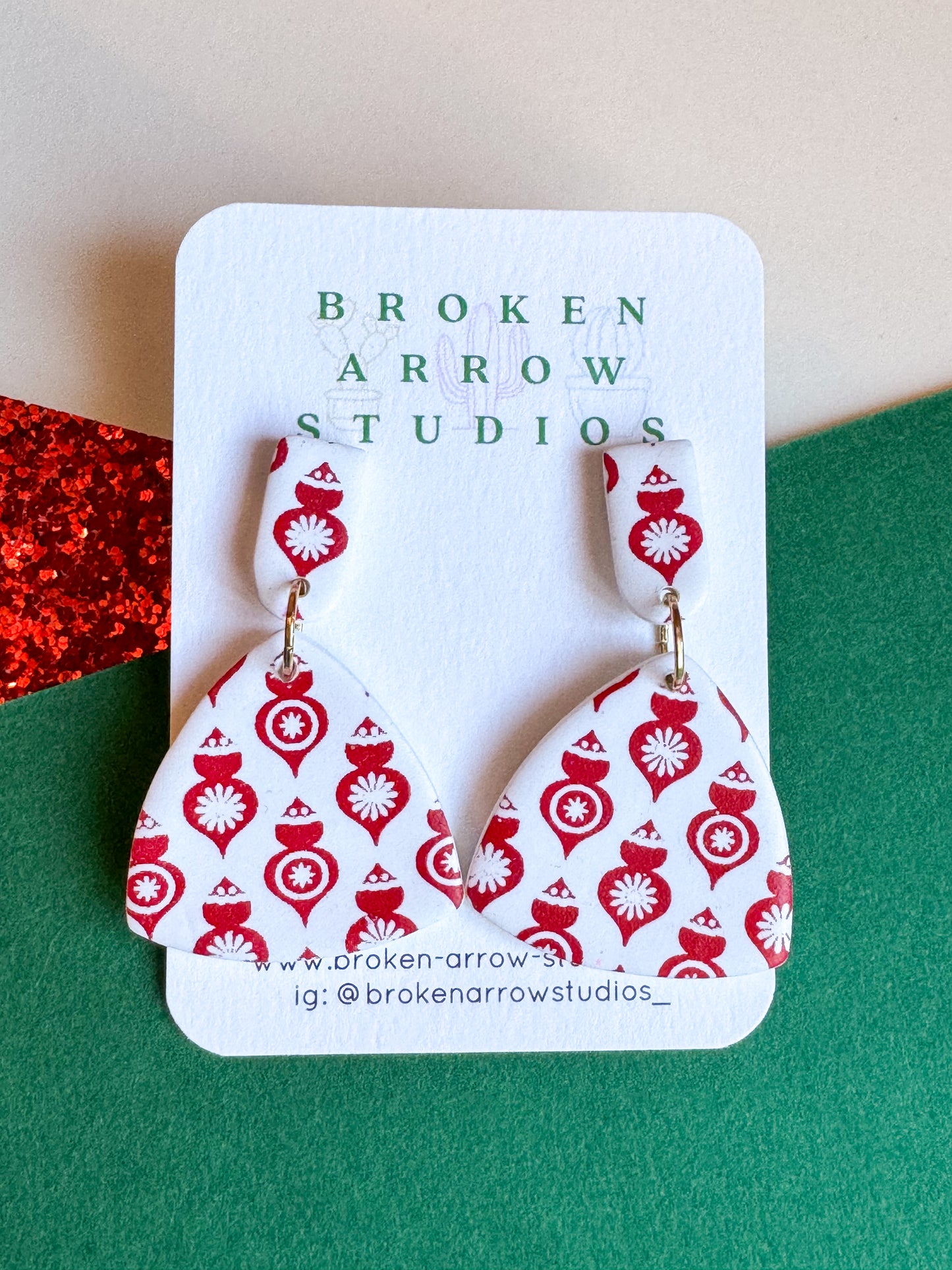 Red Ornament Triangle Dangles