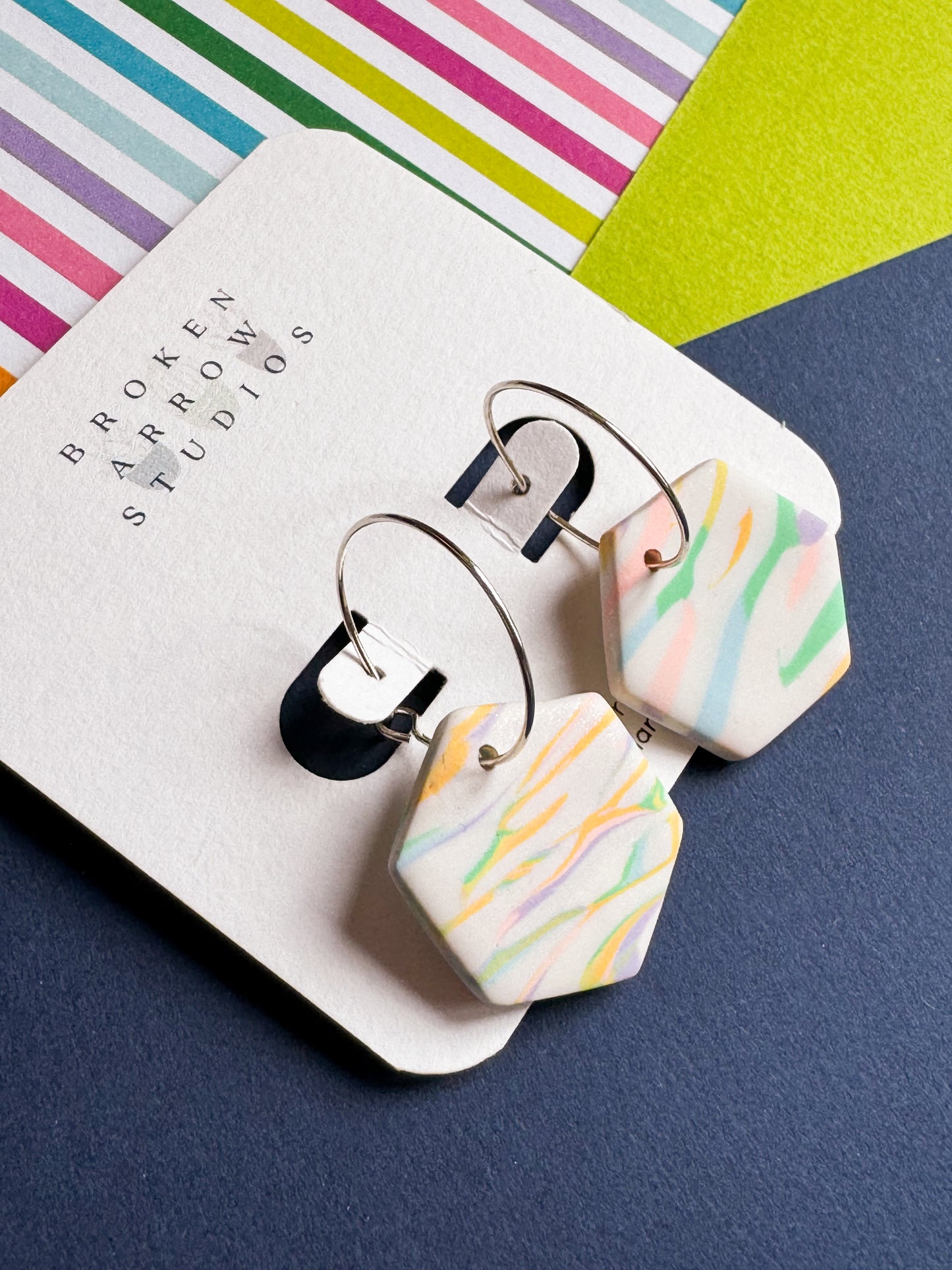 Pastel Zebra Stripe Hexagon Hoops