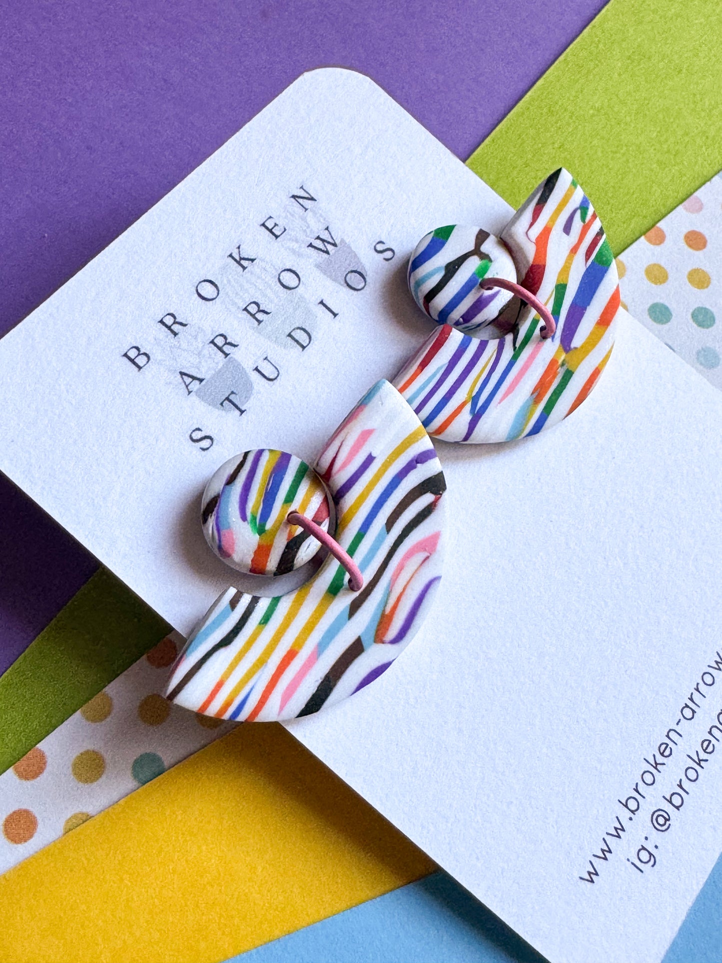 Rainbow Scrap Stripe Upside Down Arch Dangles