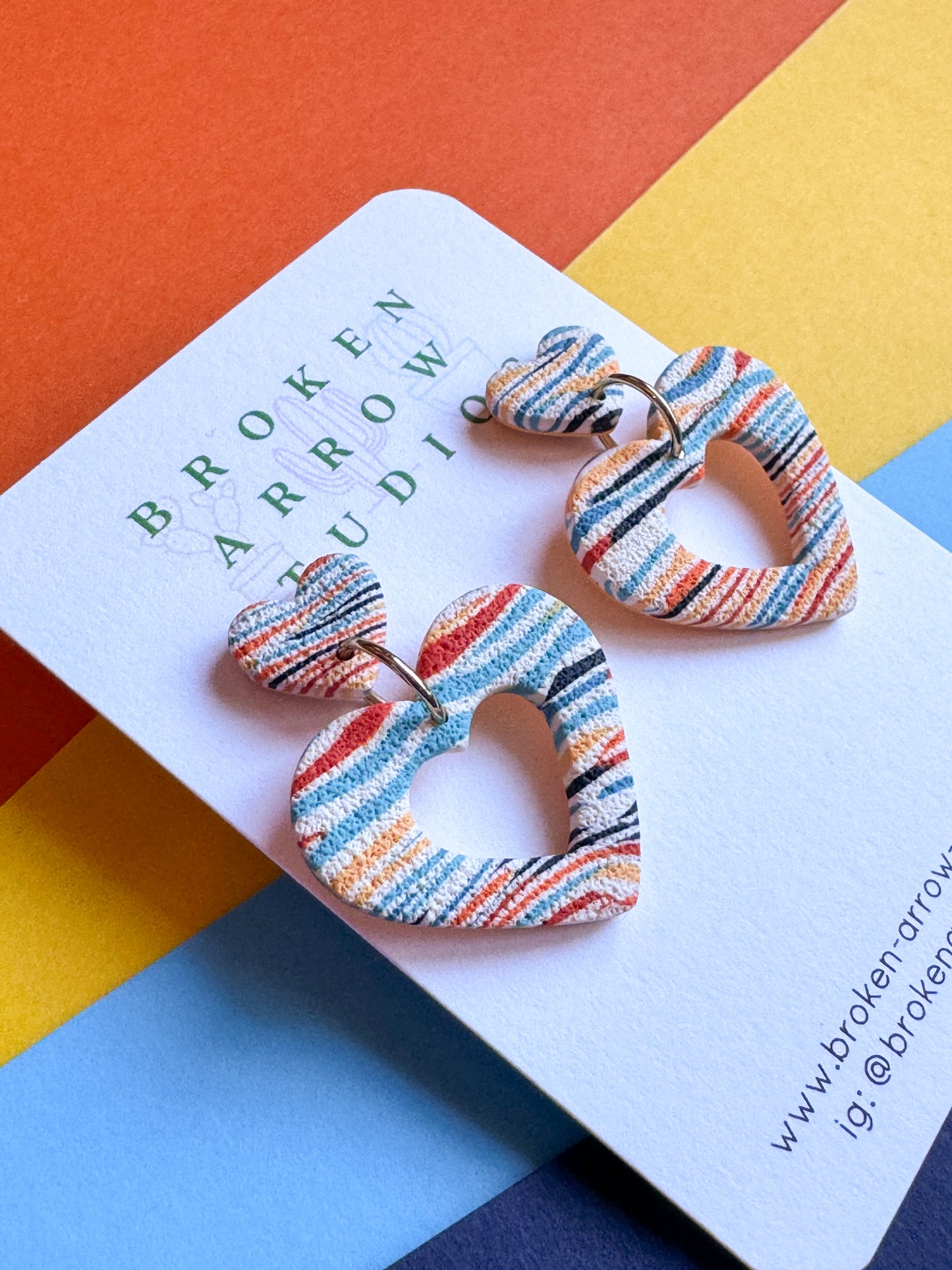 National Park Scrap Stripe Heart Cutout Dangles 1