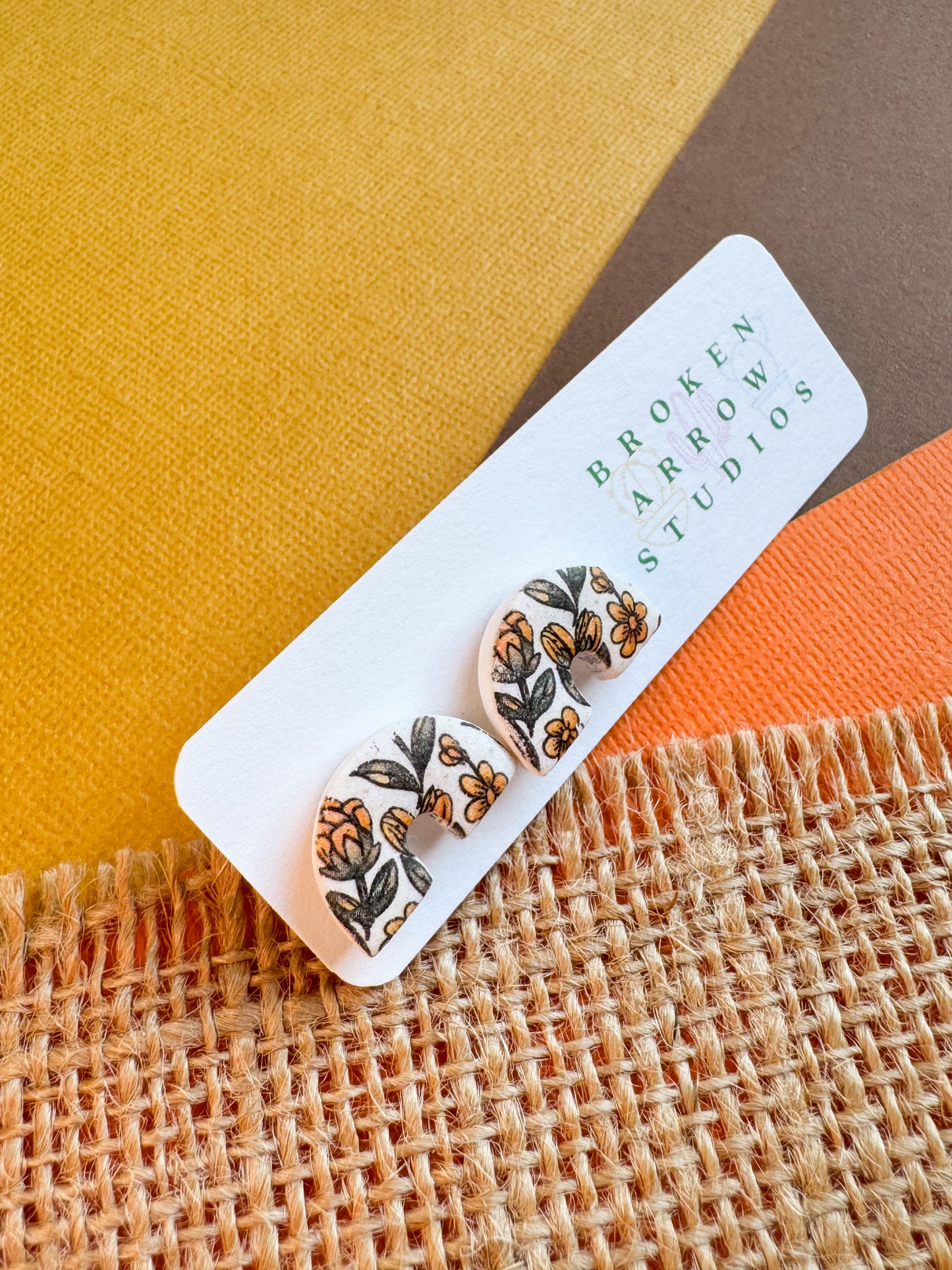 Fall Floral Rainbow Studs