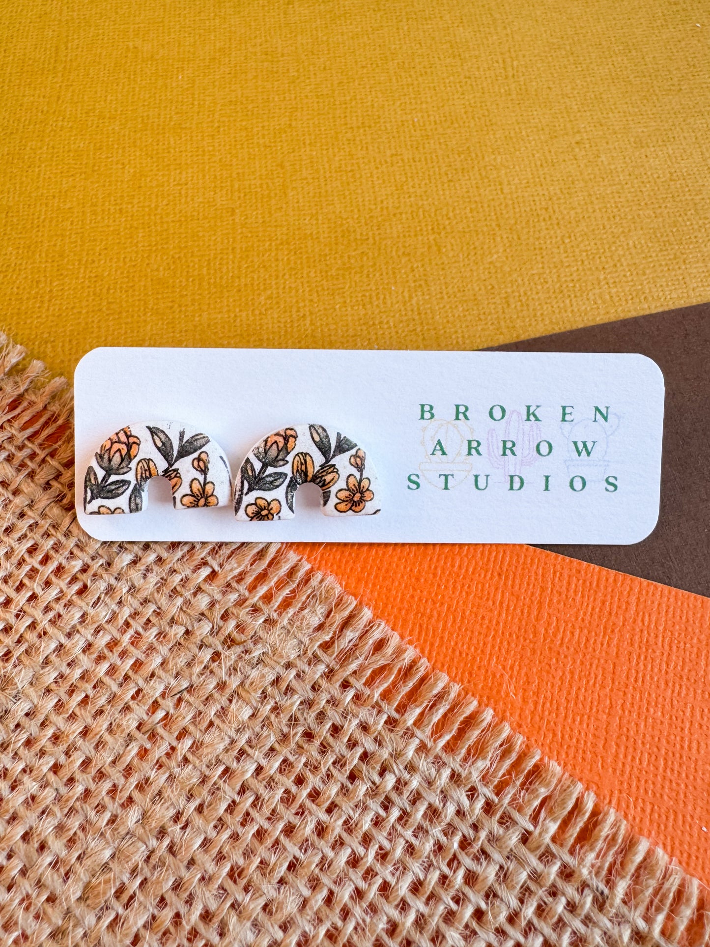 Fall Floral Rainbow Studs