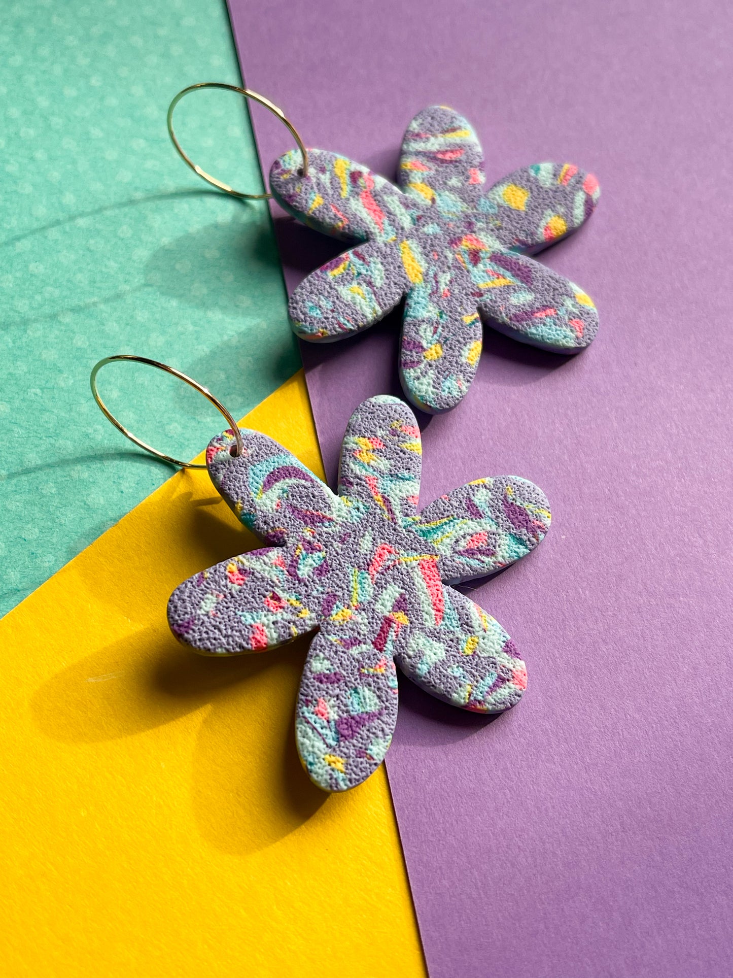 Spring Marble Flower Hoops