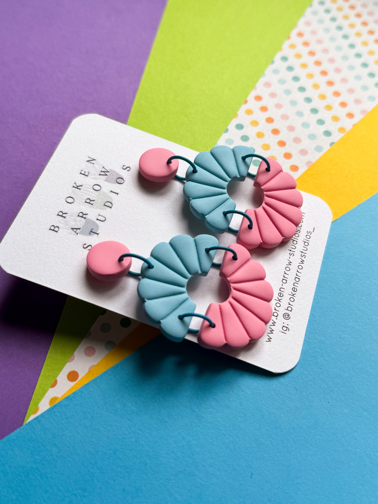 Blue and Pink Full Flower Dangles