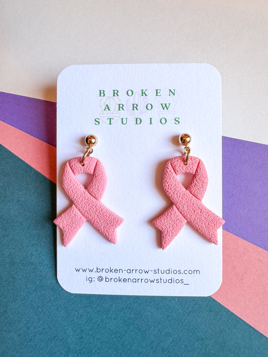 Light Pink Breast Cancer Ribbon Dangles