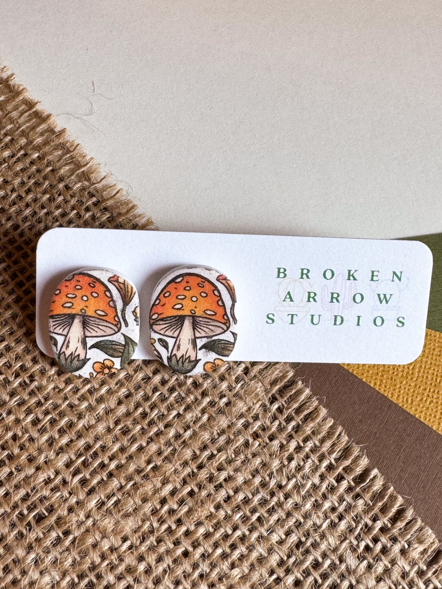 Mushroom Patch Oval Studs