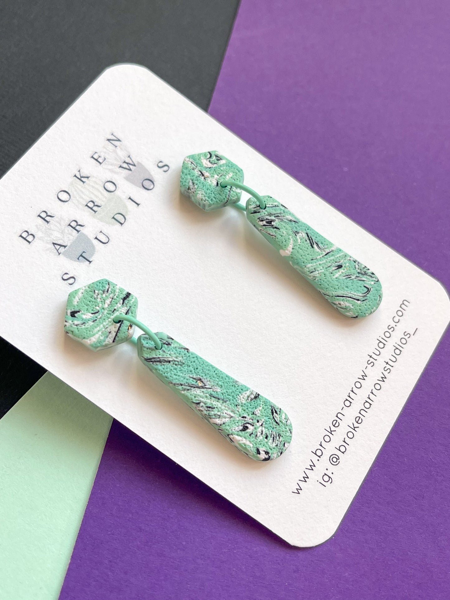 Mint Marble Skinny Dangles