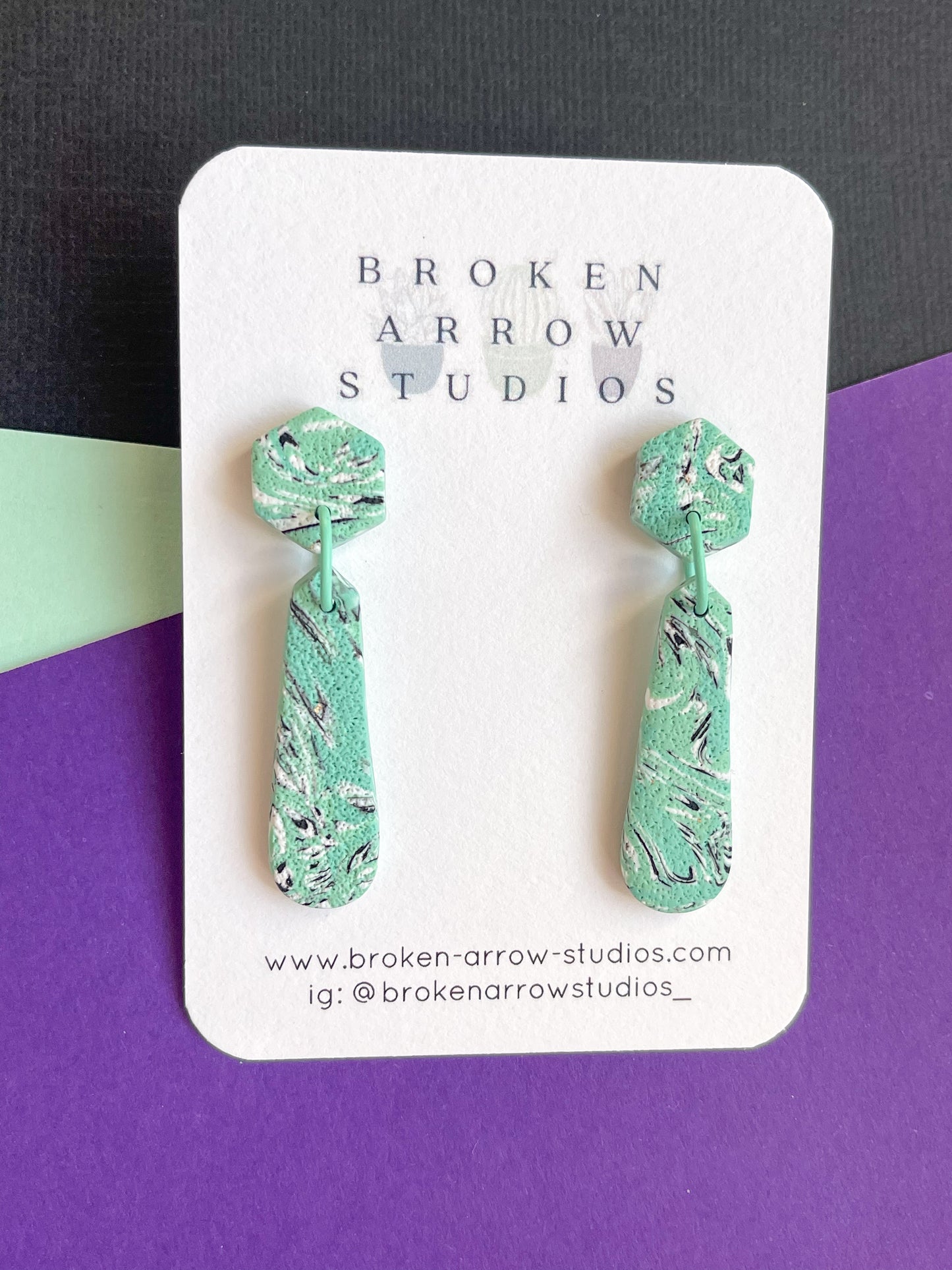 Mint Marble Skinny Dangles