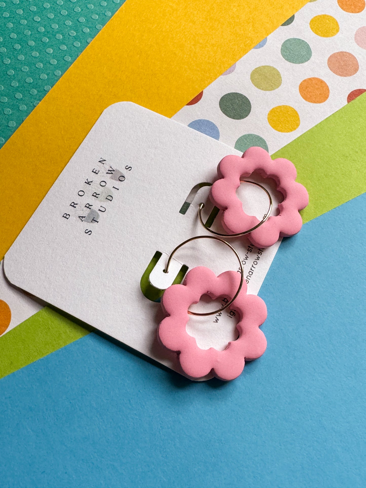 Pink Floral Hoops