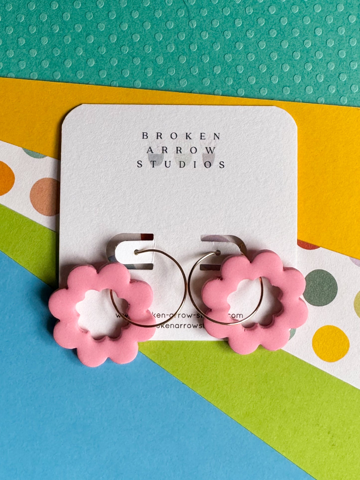 Pink Floral Hoops