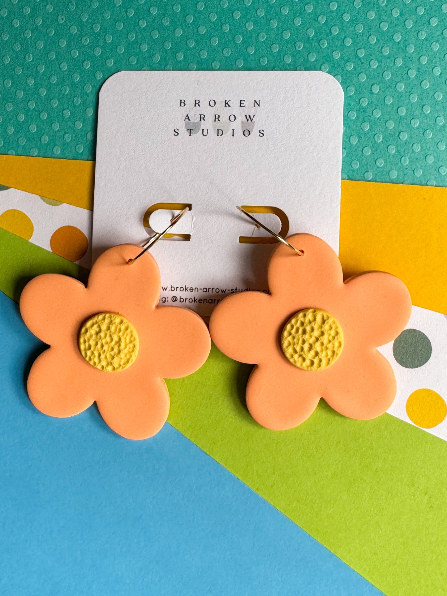 Orange Daisy Hoops