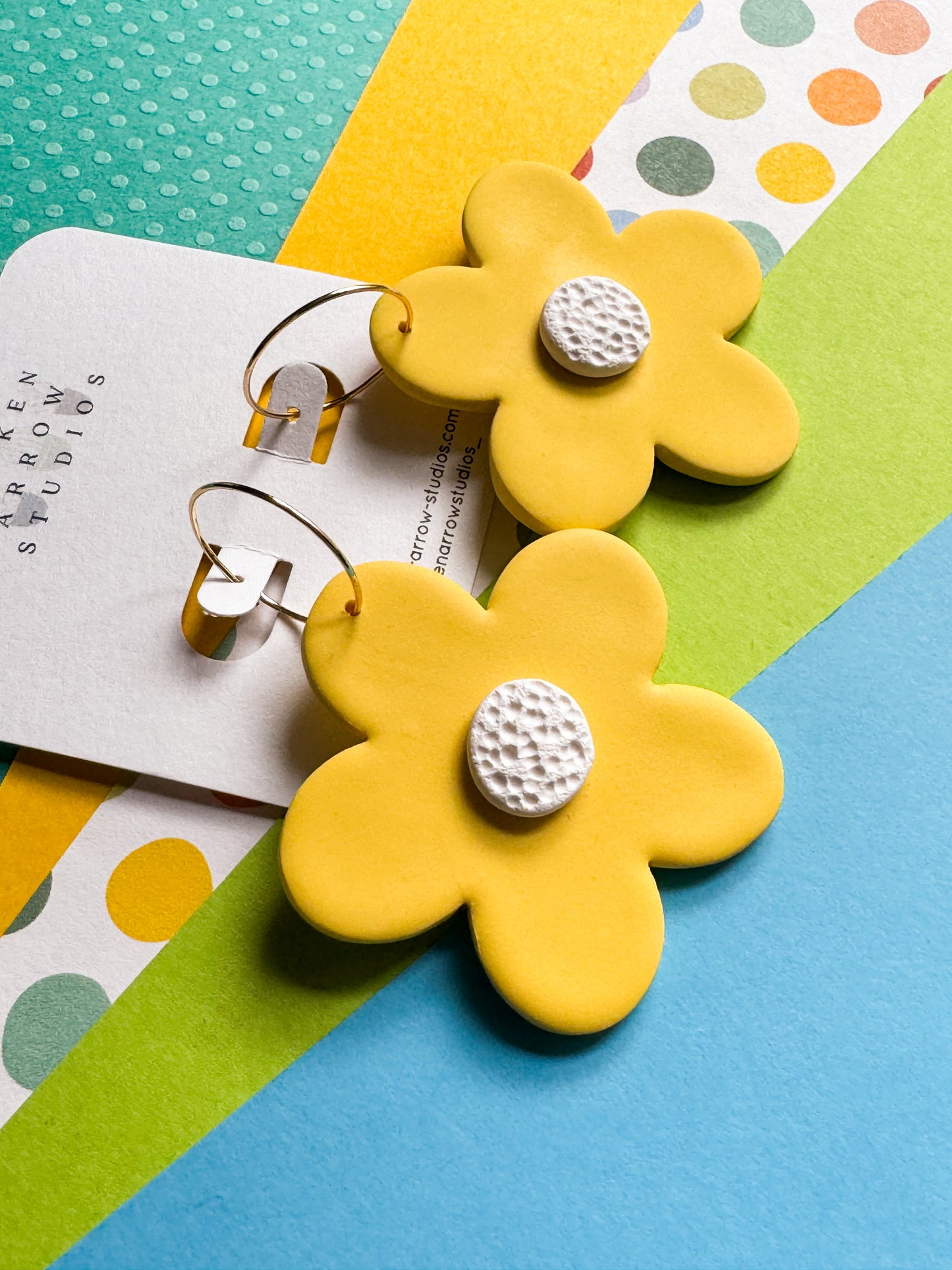 Yellow Daisy Hoops