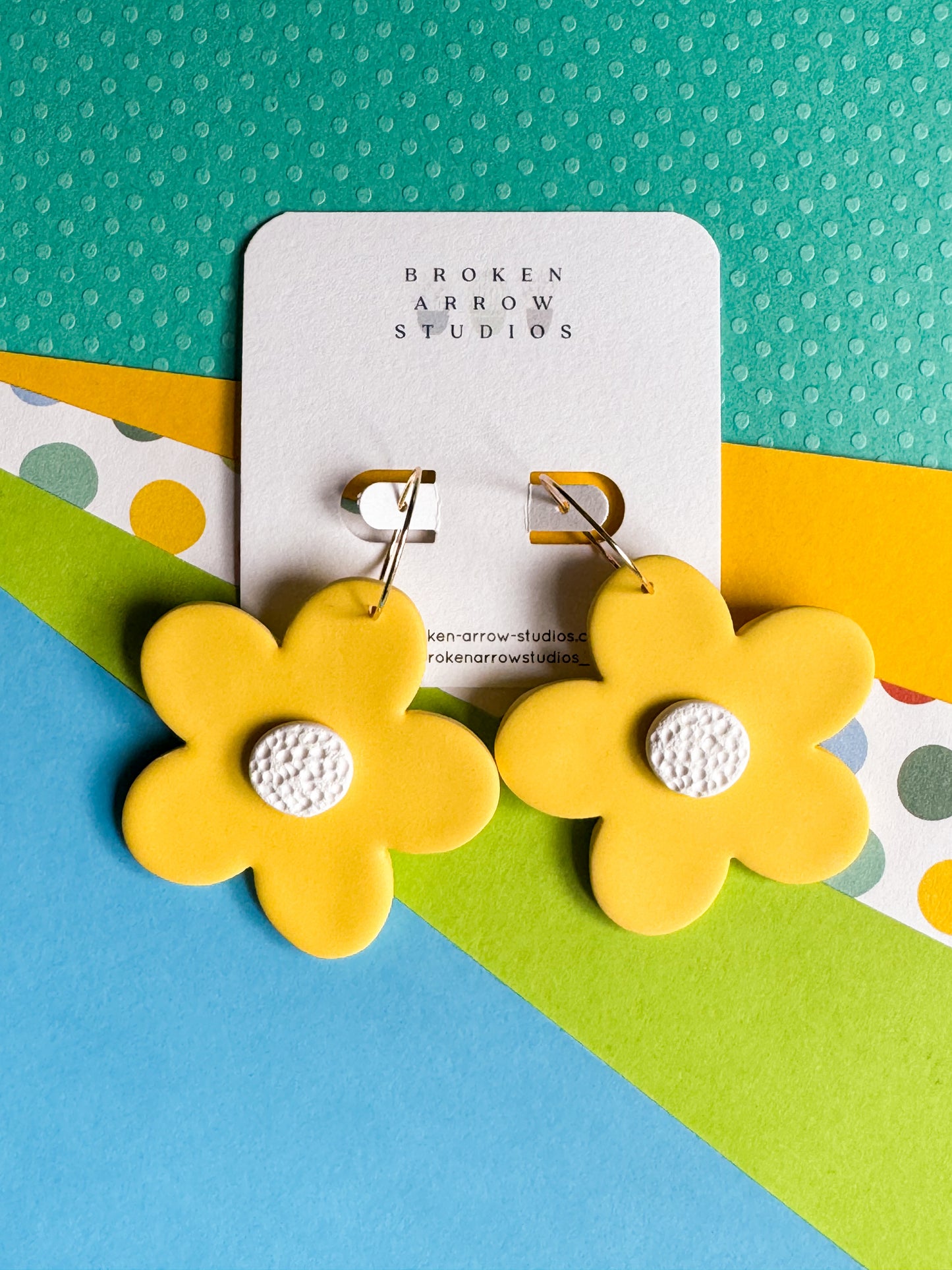 Yellow Daisy Hoops