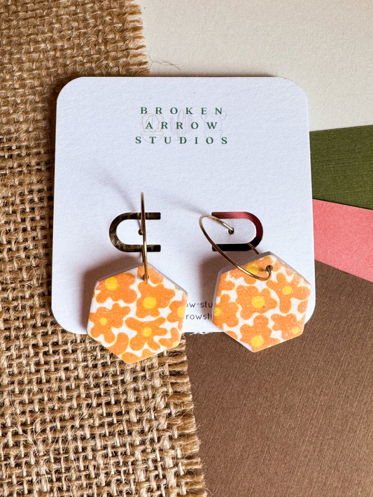 Orange Hexagon Hoops