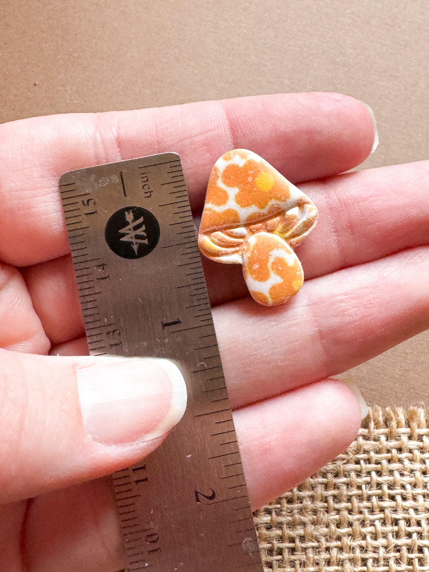 Orange Floral Mushroom Studs