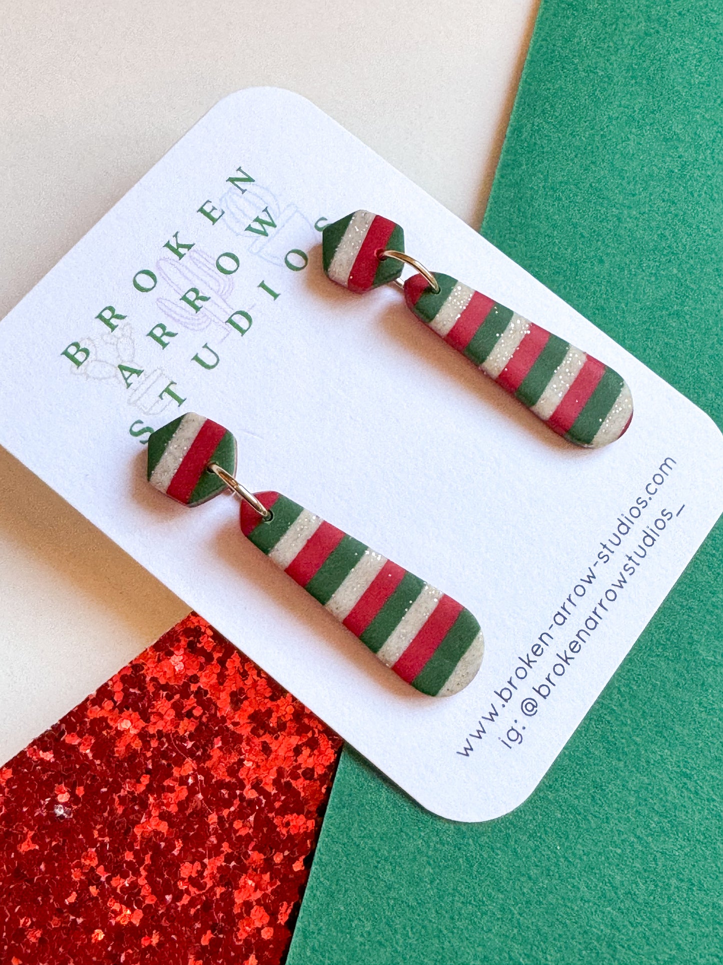 Christmas Stripe Skinny Dangles