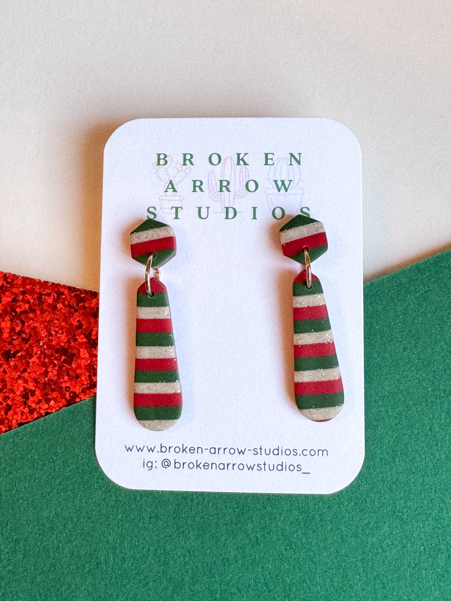 Christmas Stripe Skinny Dangles