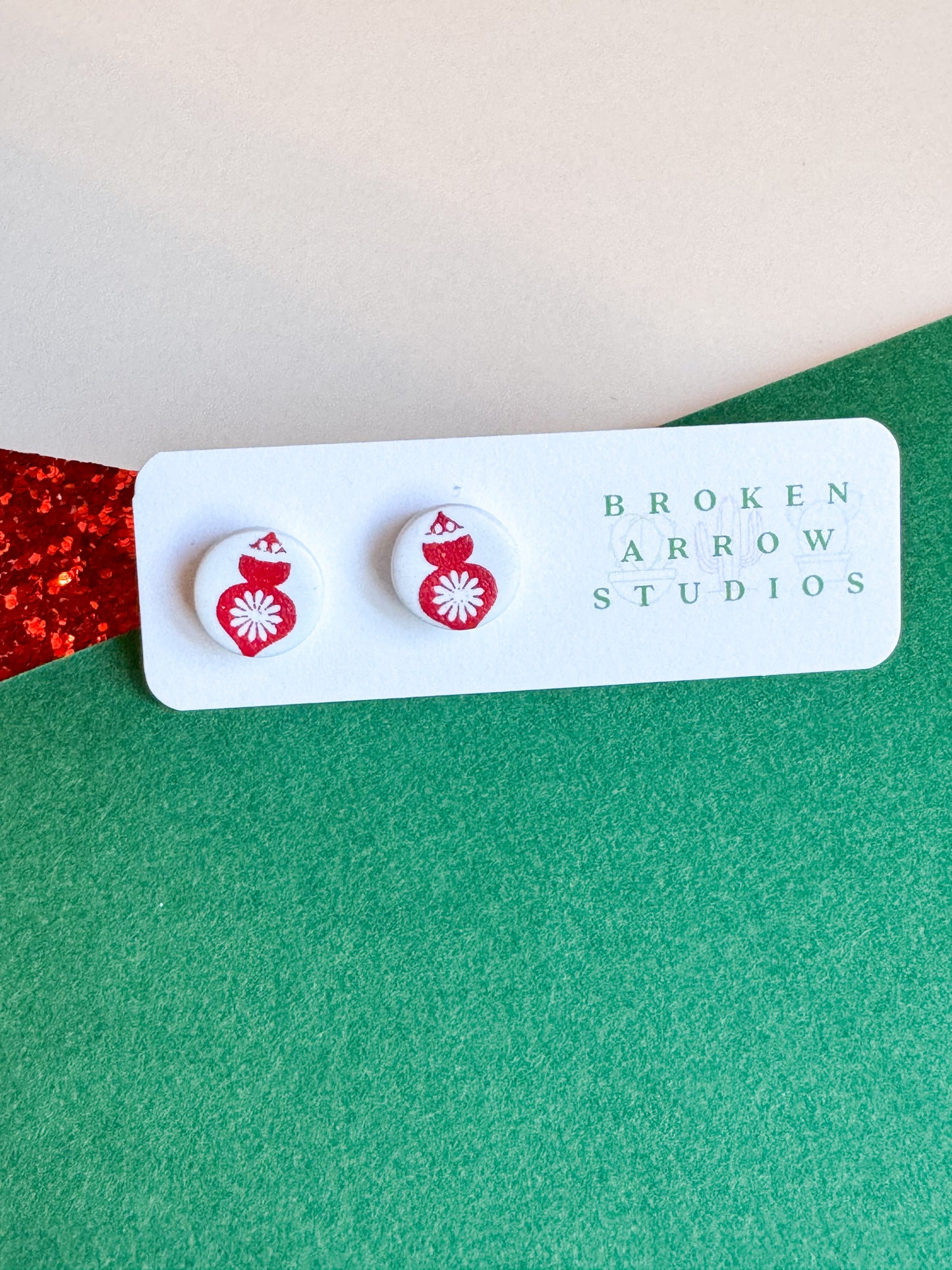 Red Ornament Studs