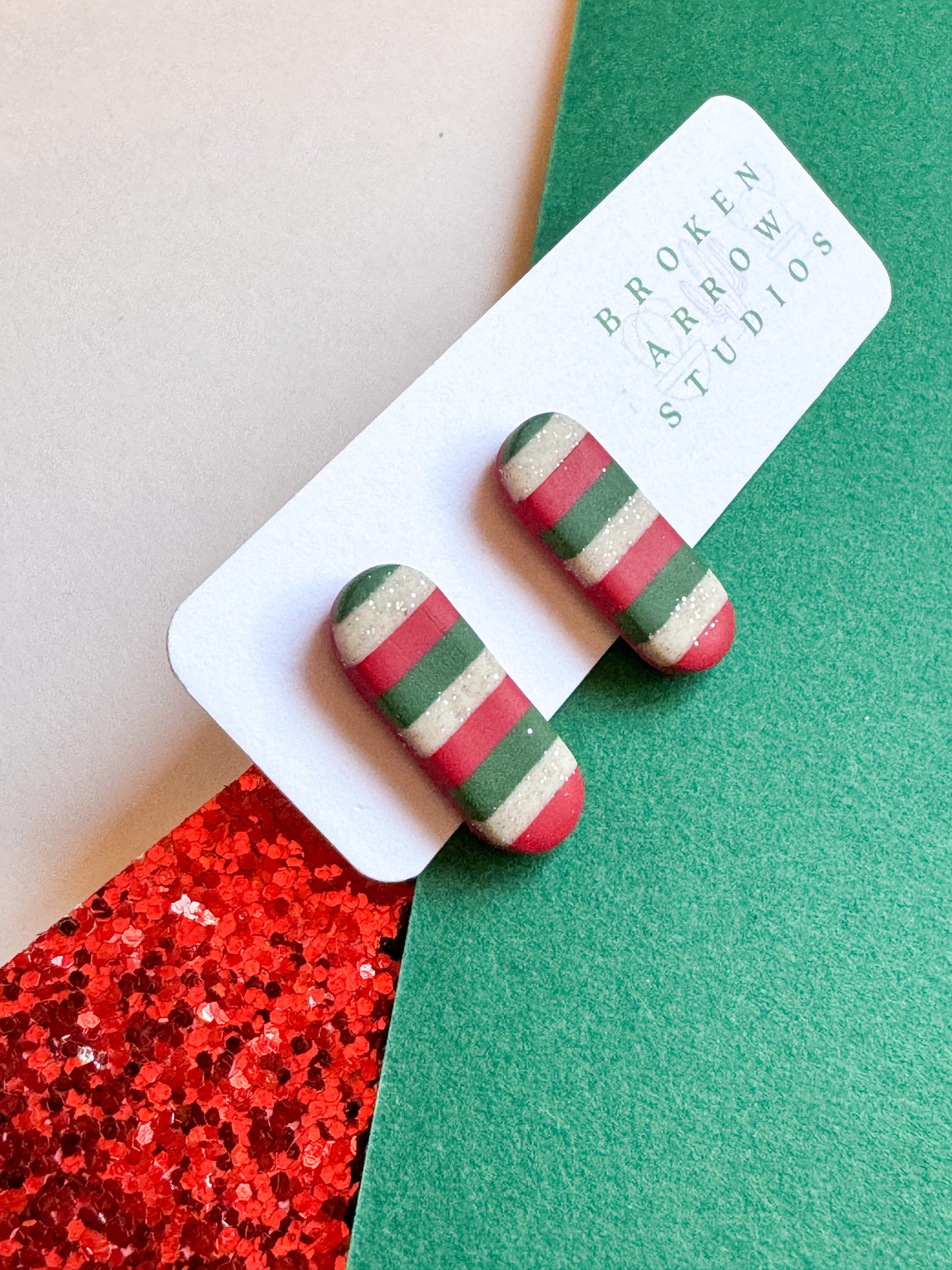 Christmas Stripe Studs