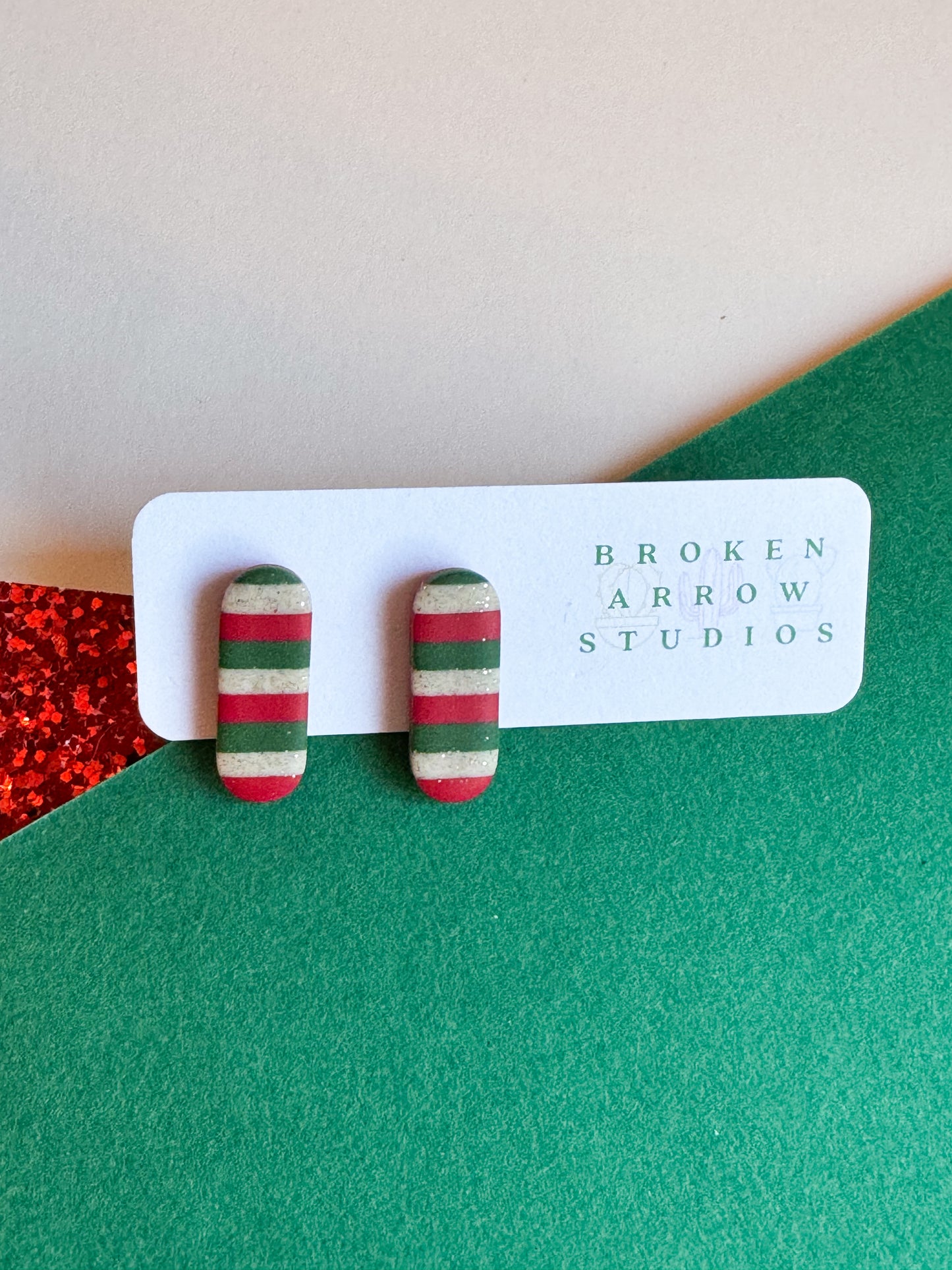 Christmas Stripe Studs