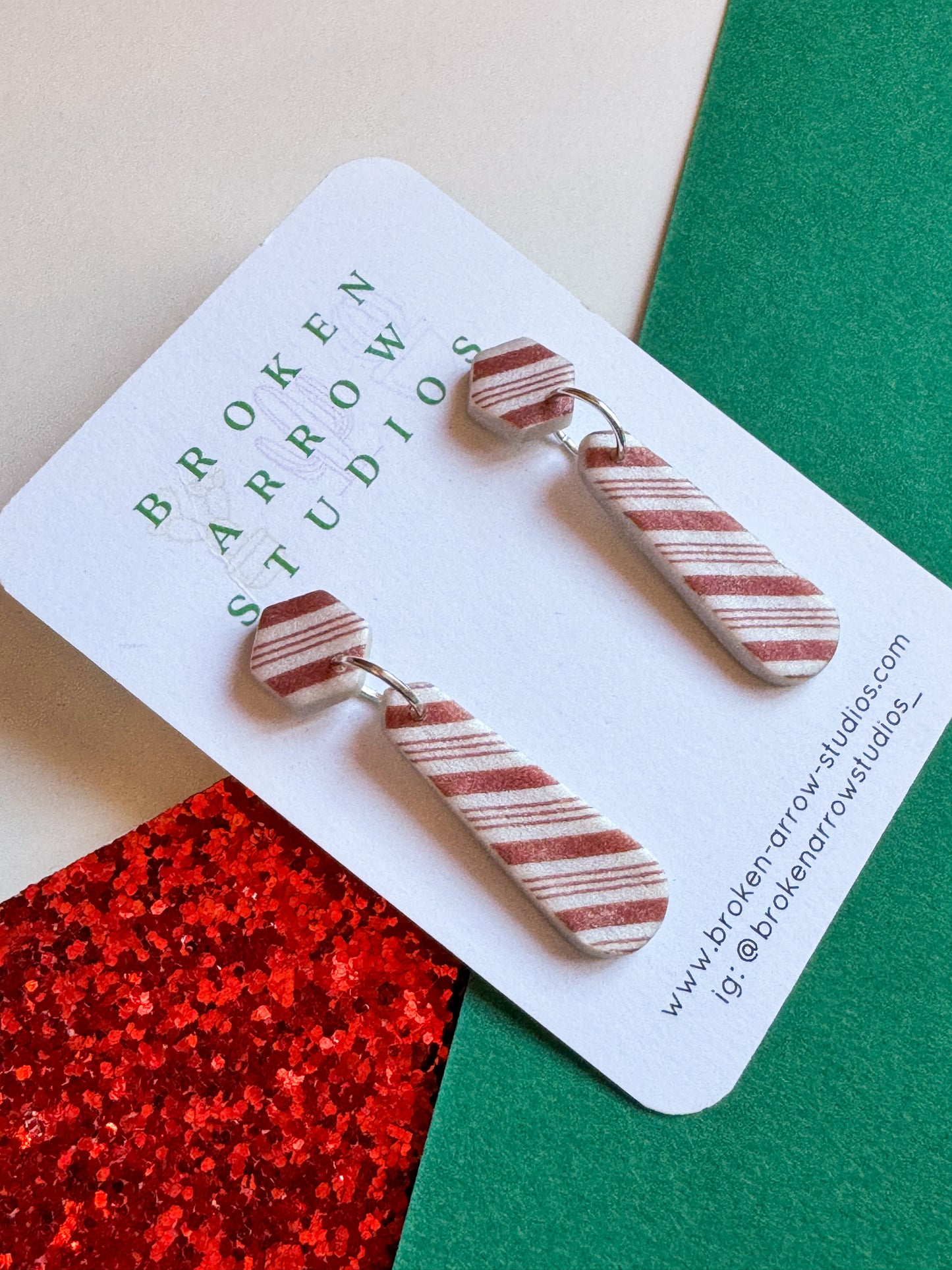 Candy Cane Skinny Dangles