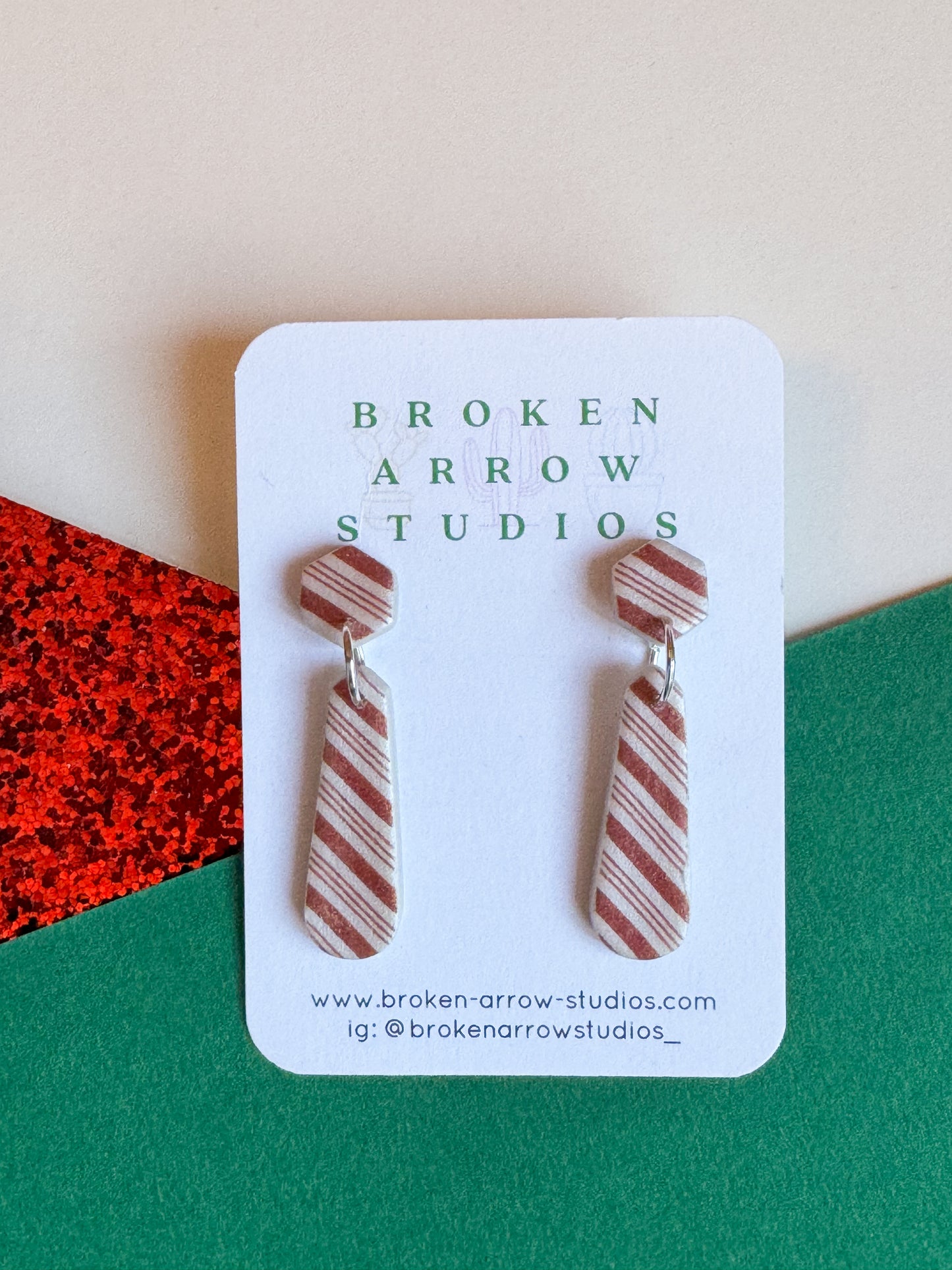 Candy Cane Skinny Dangles