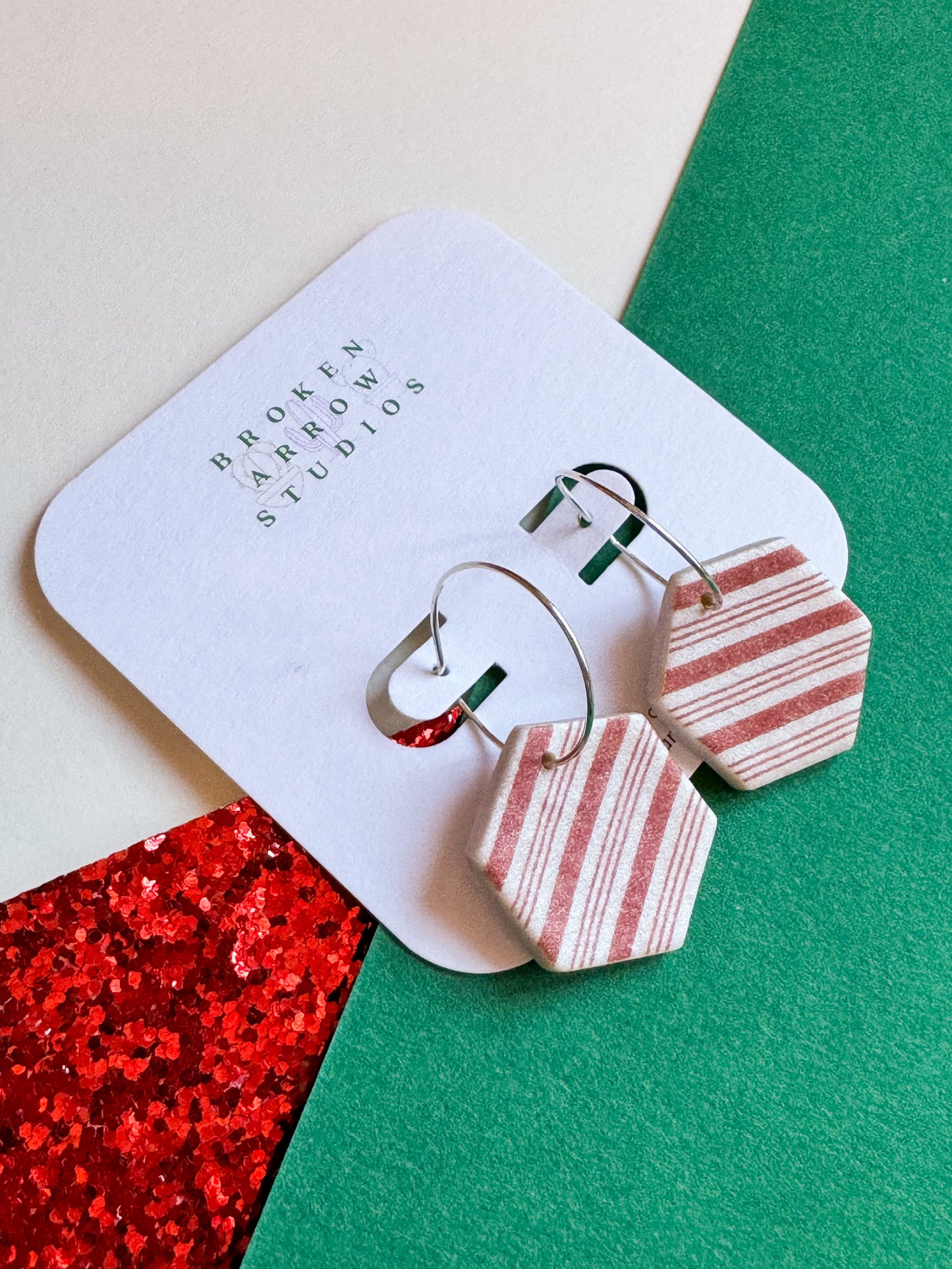 Candy Cane Hexagon Hoops