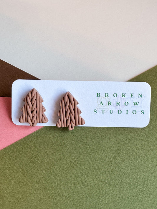 Tan Sweater Tree Studs