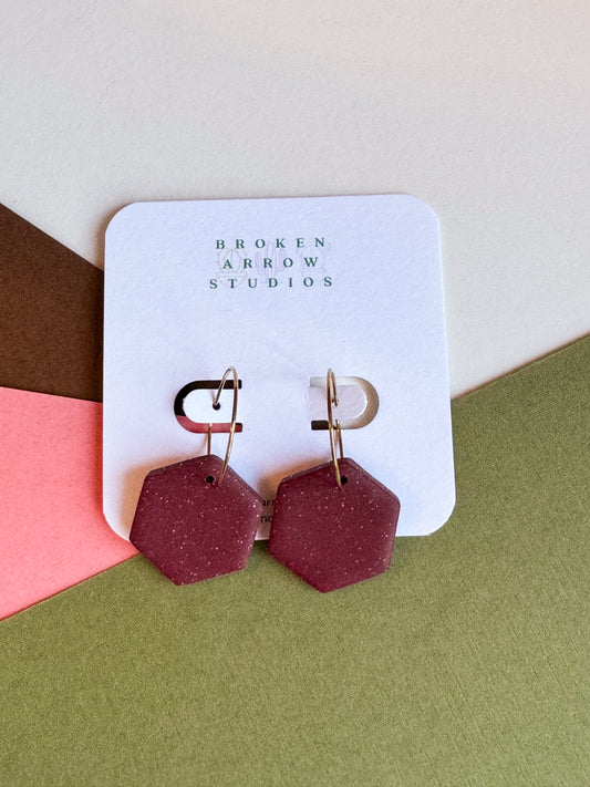 Burgundy Hexagon Hoops