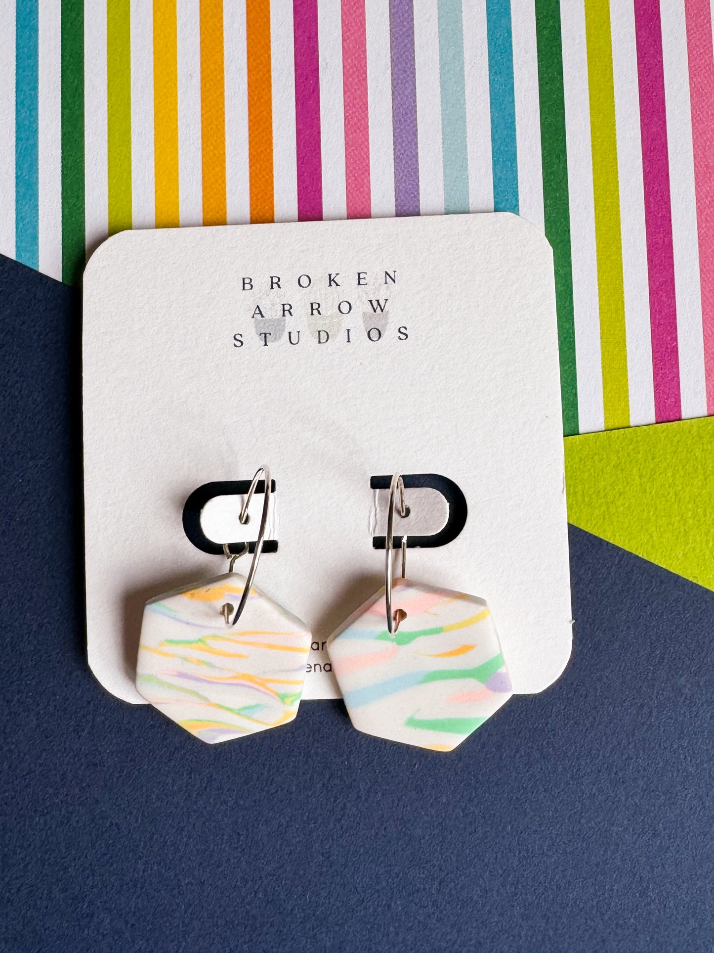Pastel Zebra Stripe Hexagon Hoops