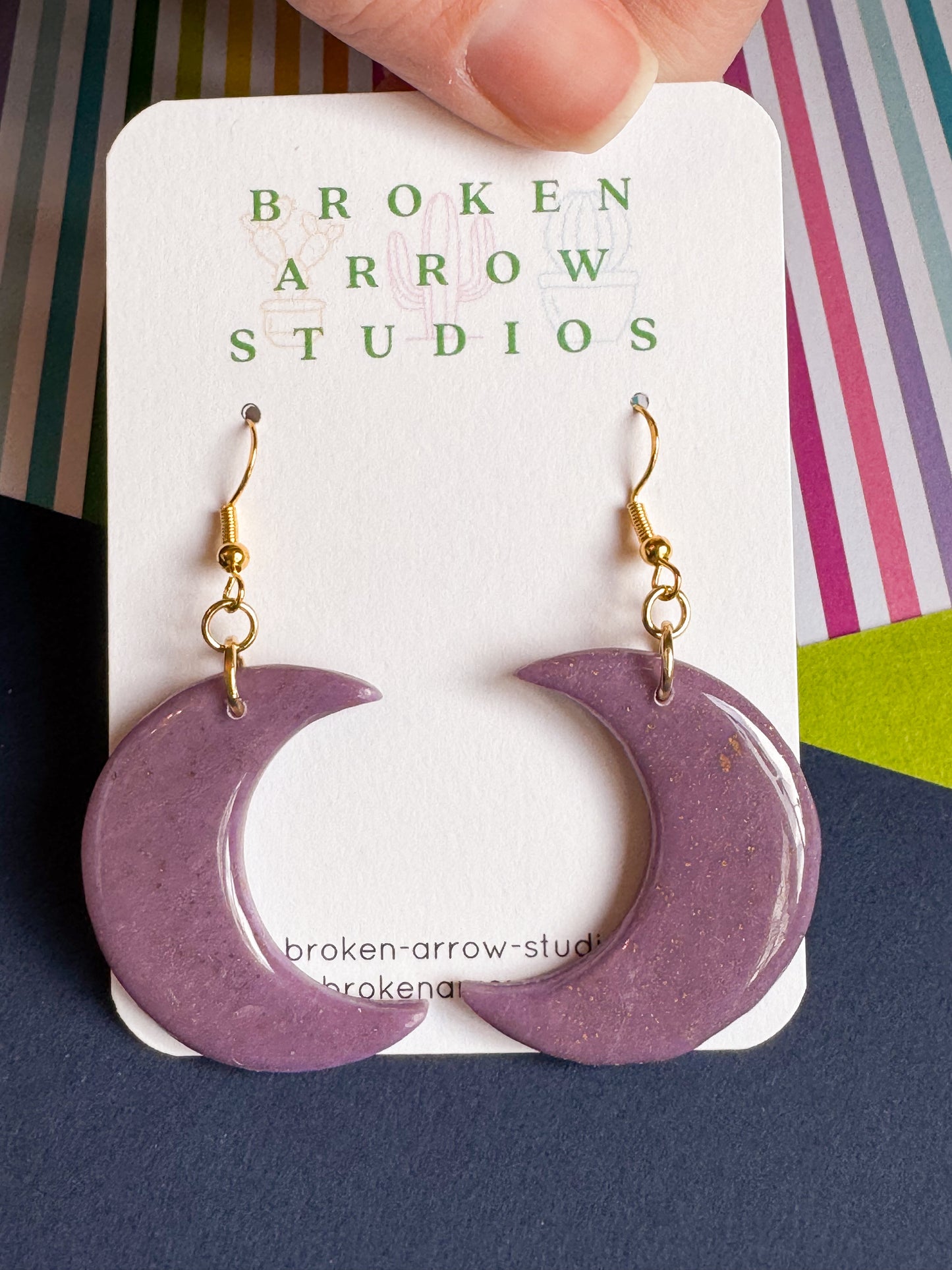 Shiny Gold Speckled Purple Moons (Hooks)