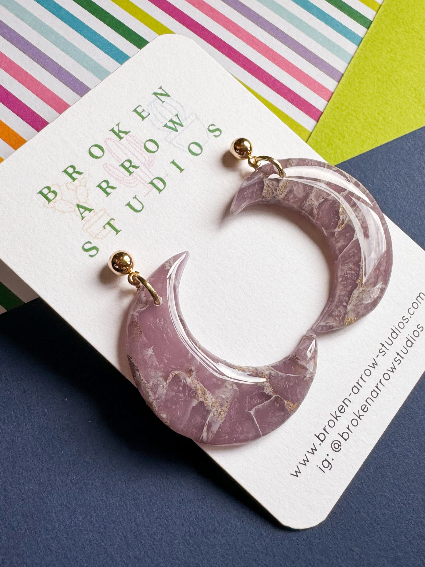 Shiny Faux Stone Purple Moons (Ball Post)