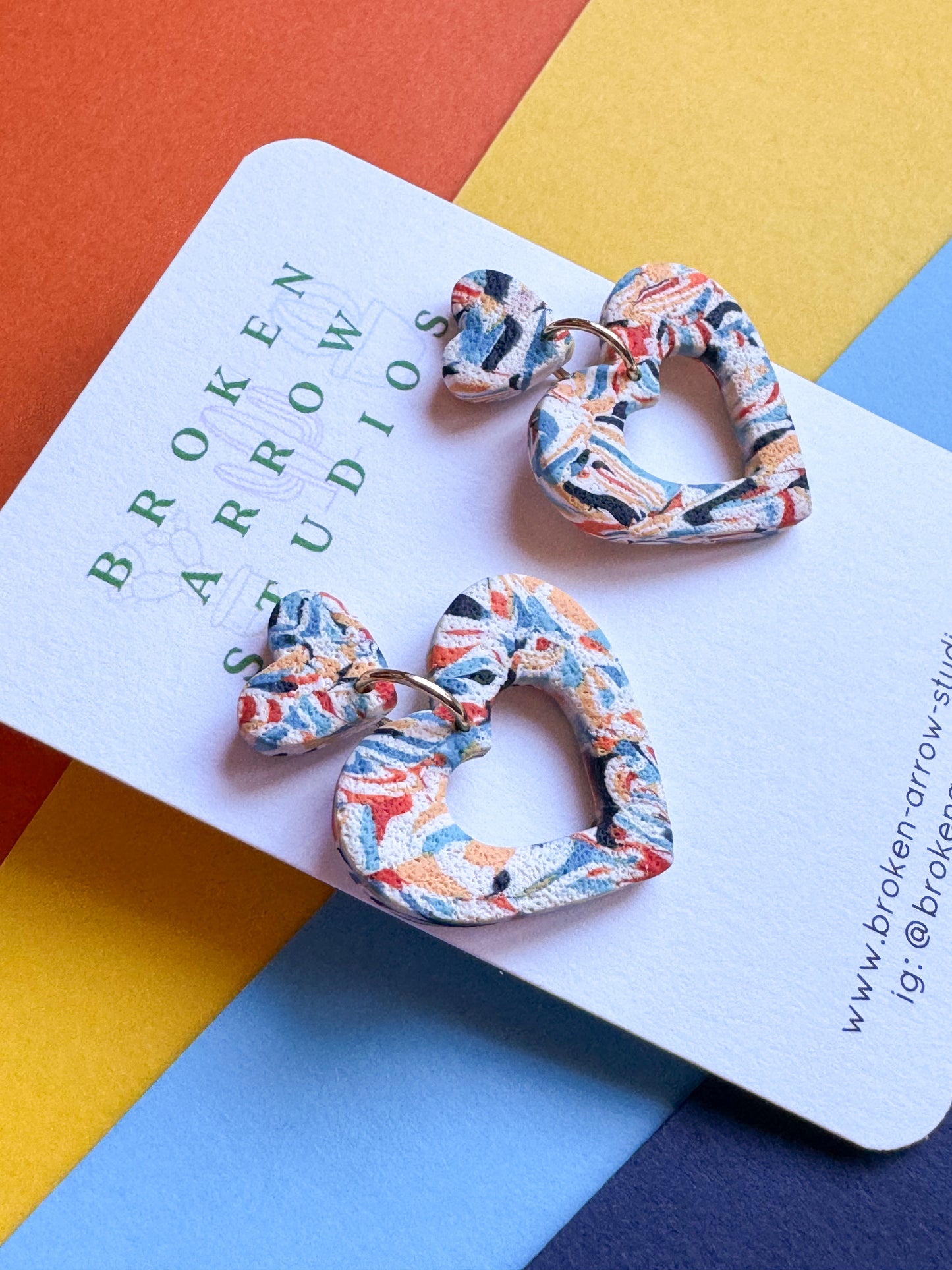 Marbled Heart Cutout Dangles
