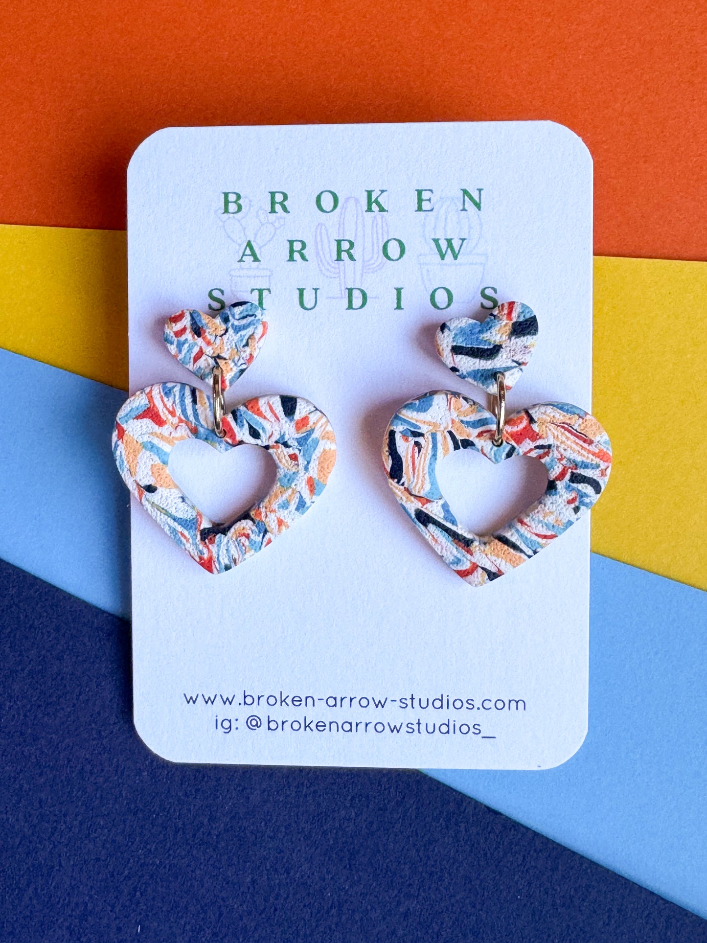 Marbled Heart Cutout Dangles