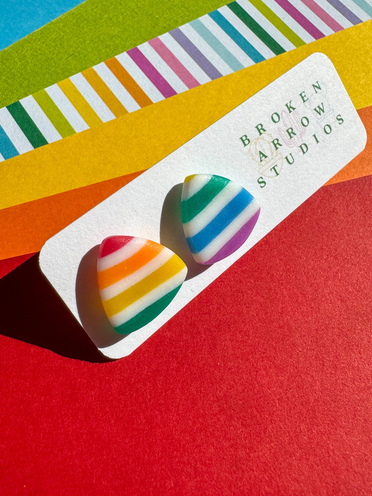 Pride Stripe Triangle Studs