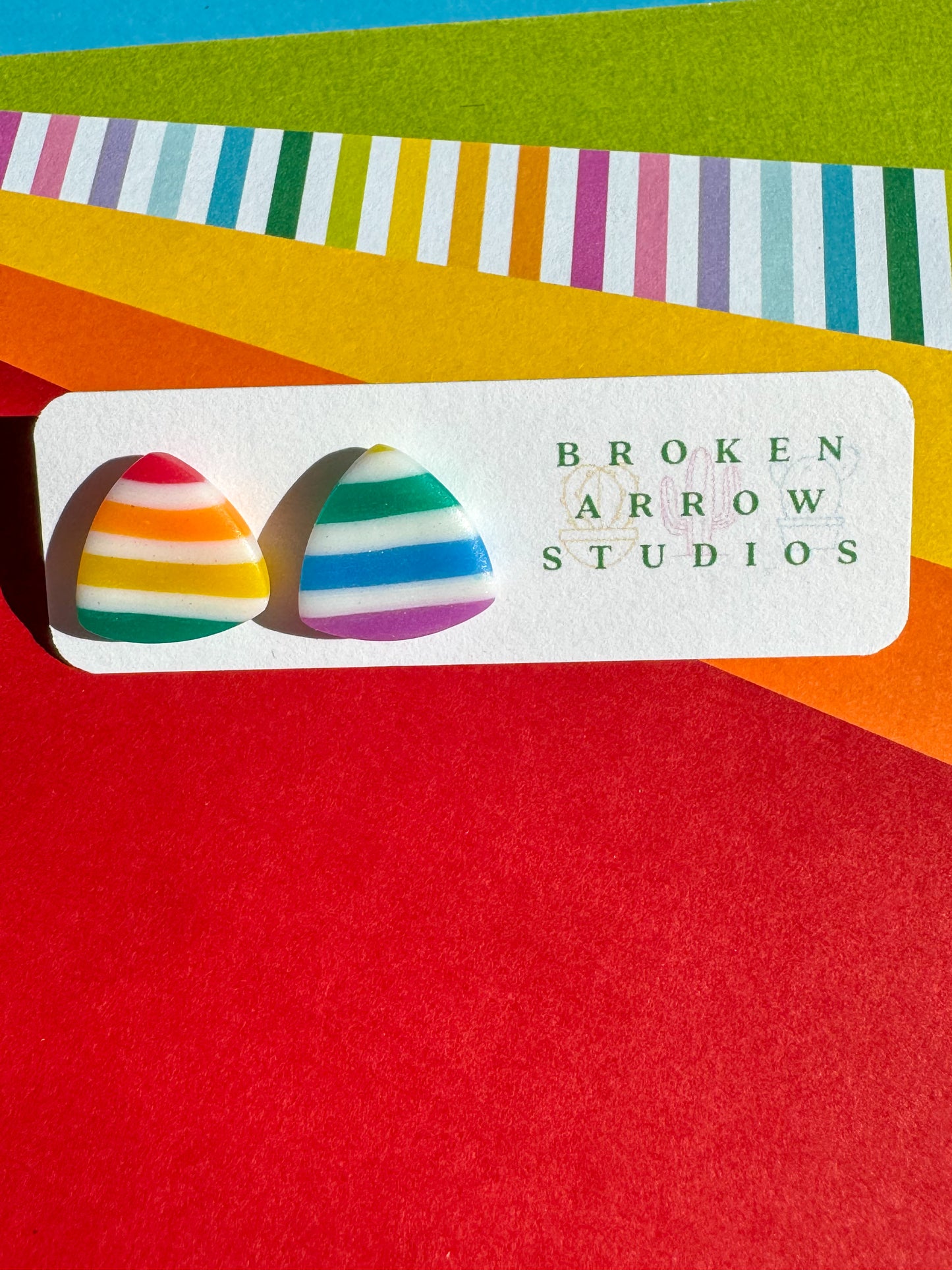 Pride Stripe Triangle Studs