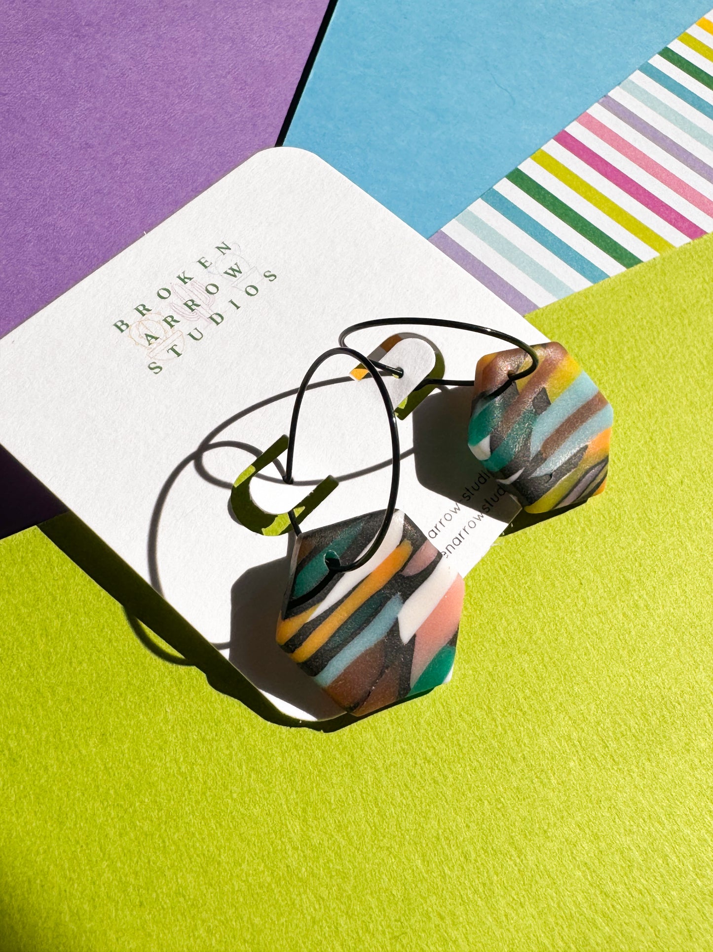 Stained Glass Pride Scrap Stripe Hexagon Hoops