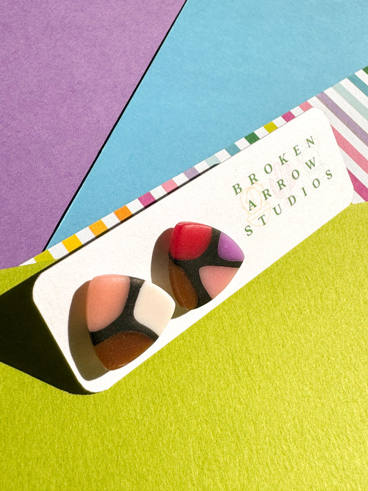 Pride Stained Glass Triangle Studs 5