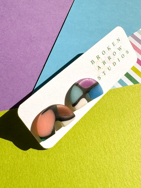 Pride Stained Glass Rainbow Studs 2