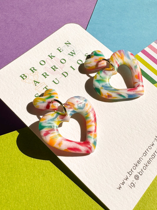 Pride Marble Heart Cutout Dangles
