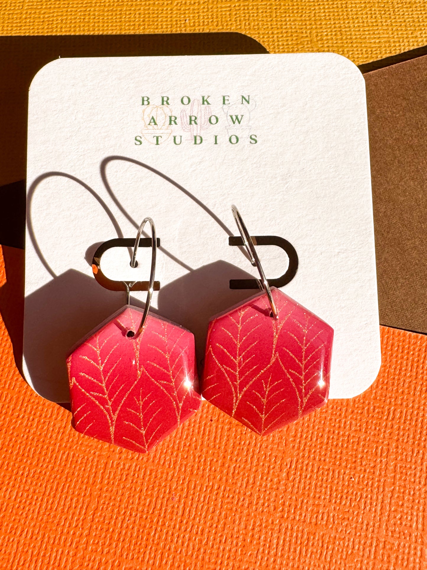 Fall Ombre Red Hexagon Hoops