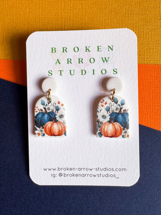 Blue/Orange Pumpkin Small Arches (clay post)