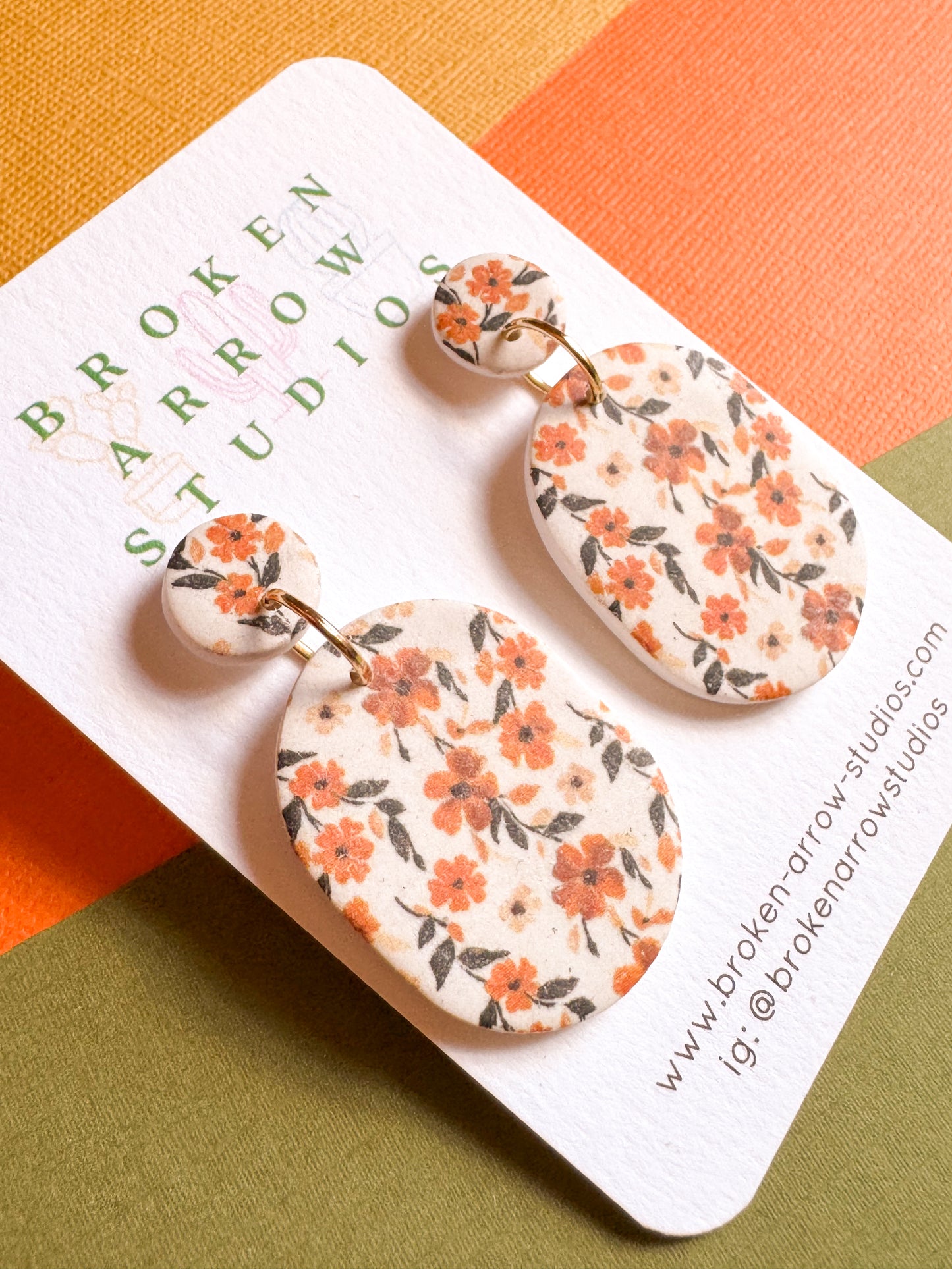 Fall Floral Oval Dangles