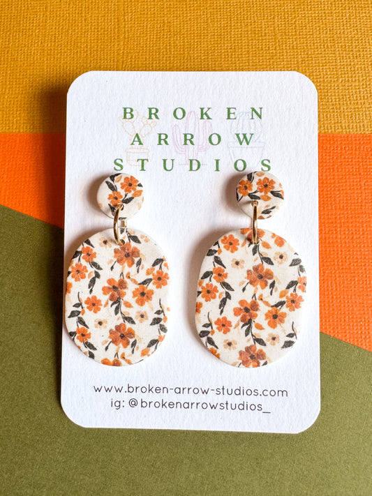 Fall Floral Oval Dangles