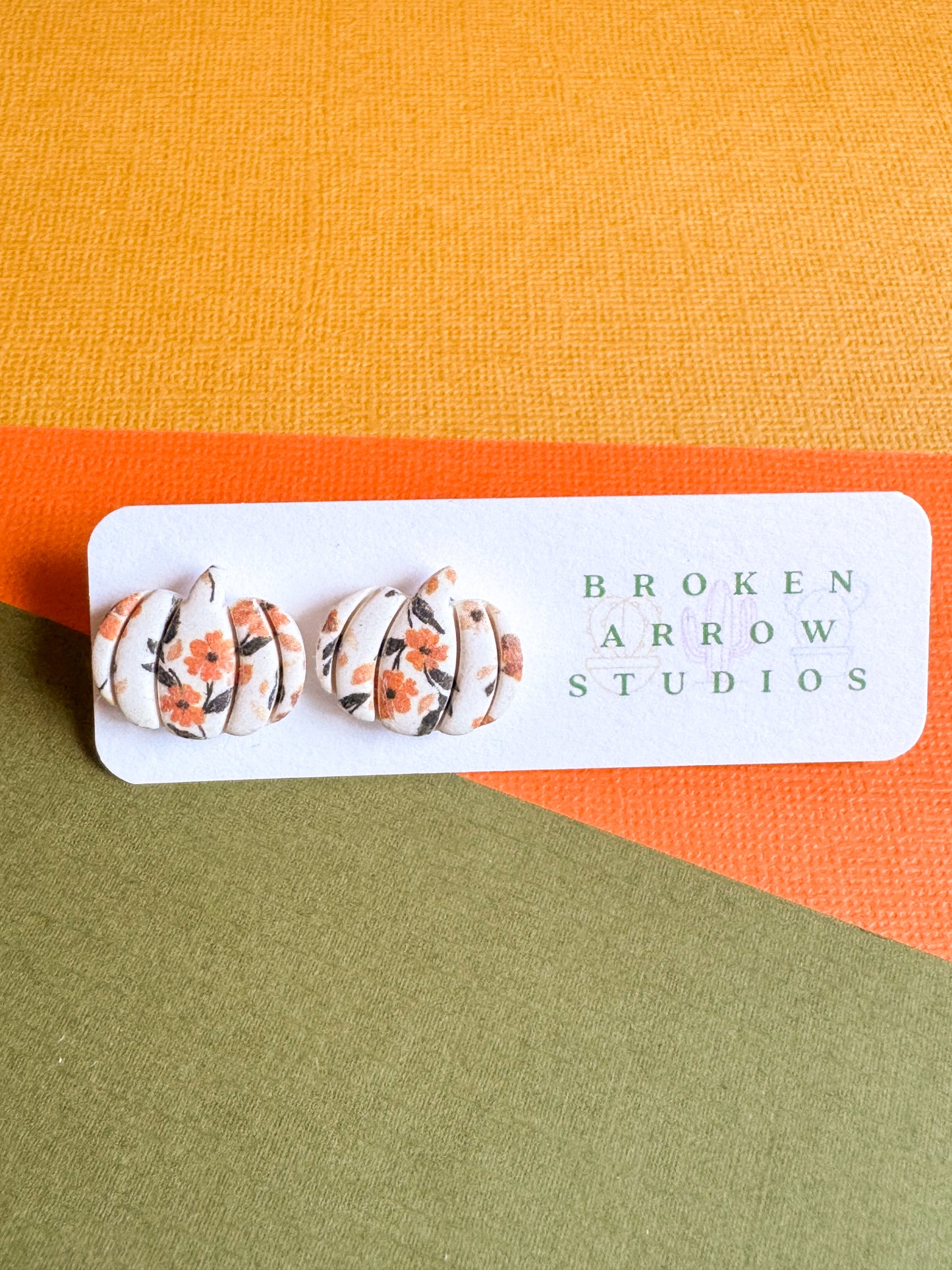 Fall Floral Pumpkin Studs